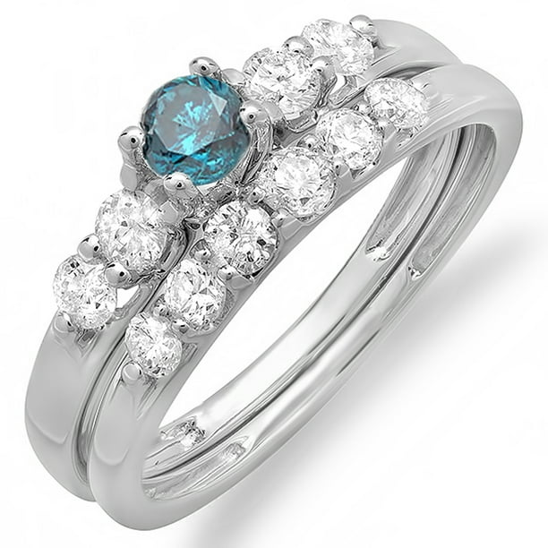 Dazzlingrock Collection Sterling Silver Womens Round Blue Color Enhanced Diamond Heart Ring 1/5 ctw 